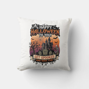 Frohes Halloween Ihr Skelett im Spukhaus Fledermäu Kissen
