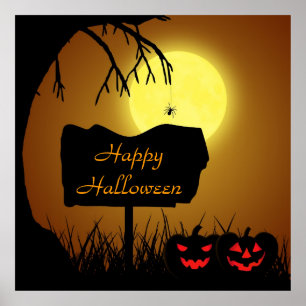 Frohes Halloween Jack O Lantern Kürbisse Poster
