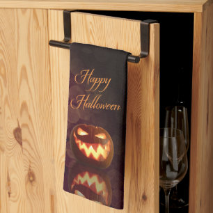 Frohes Halloween Jack O'Lantern Schwarz und Orange Geschirrtuch