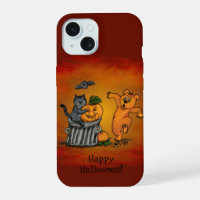 Frohes Halloween! Katze Fledermaus Hund und Spinne