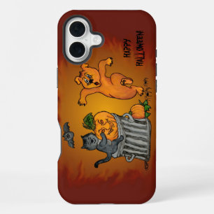 Frohes Halloween! Katze Fledermaus Hund und Spinne iPhone 16 Plus Hülle