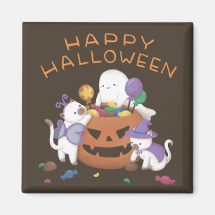Frohes Halloween: Katzen & Gespenst Magnet