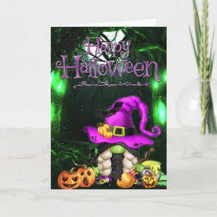 Frohes Halloween Kleiner Hexen-Gnom Karte