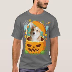 Frohes Halloween Kürbis Corgi Hund Hexe Hübscher H T-Shirt