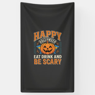 Frohes Halloween Kürbis Essen Trinken Sei Gruselig Banner