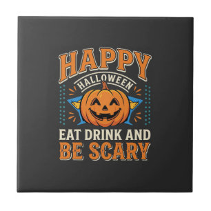 Frohes Halloween Kürbis Essen Trinken Sei Gruselig Fliese