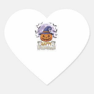 Frohes Halloween Kürbis Hexenhut Fledermäuse Vollm Herz-Aufkleber