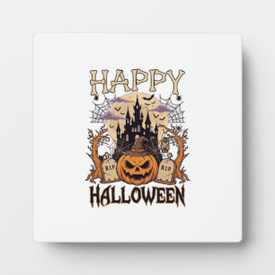 Frohes Halloween Kürbis Hexenhut Verlassenes Schlo Fotoplatte