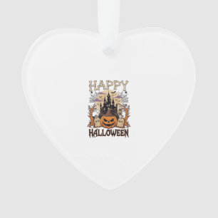 Frohes Halloween Kürbis Hexenhut Verlassenes Schlo Ornament