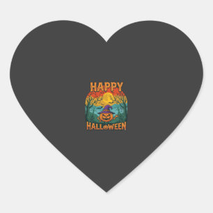 Frohes Halloween Kürbis Hexenhut Vollmond Fledermä Herz-Aufkleber
