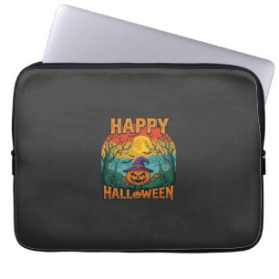 Frohes Halloween Kürbis Hexenhut Vollmond Fledermä Laptopschutzhülle