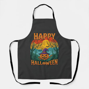 Frohes Halloween Kürbis Hexenhut Vollmond Fledermä Schürze