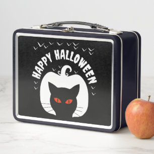 FROHES HALLOWEEN KÜRBIS KATZE METALL BROTDOSE
