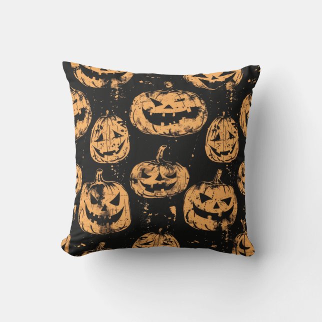 Frohes Halloween Kürbis Kissen (Vorderseite)