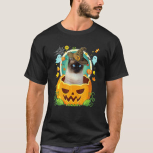 Frohes Halloween Kürbis Siamkatze Hexe Süße Mütze T-Shirt