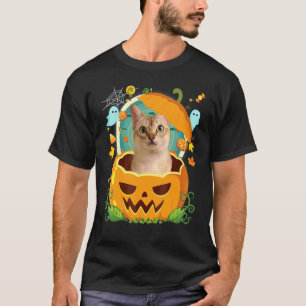 Frohes Halloween Kürbis Singapura Katze Hexe Niedl T-Shirt