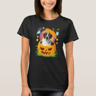 Frohes Halloween Kürbis St Bernhard Hund Hexe Nied T-Shirt