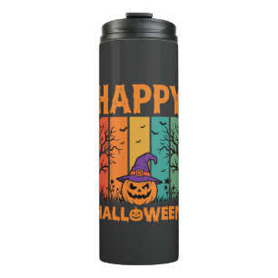 Frohes Halloween Kürbis Vintage Vektor Thermosbecher