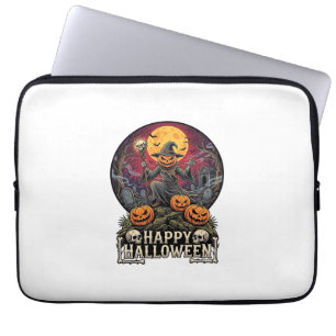 Frohes Halloween Kürbis Zauberer Friedhof Vollmond Laptopschutzhülle