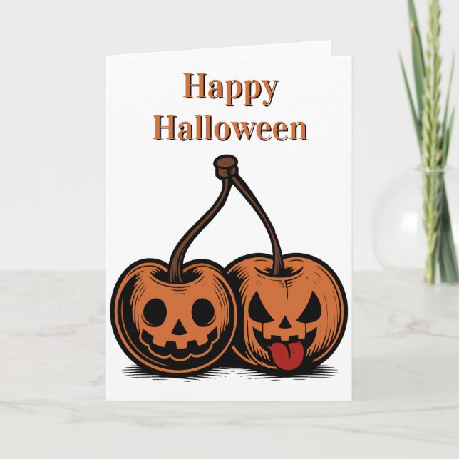 Frohes Halloween Kürbiskirschen Karte (Vorderseite)