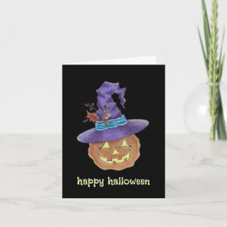 Frohes Halloween Kürbislaterne Hexenkarte Dankeskarte