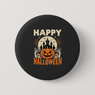 Frohes Halloween Kürbislaterne Verfluchtes Schloss Button