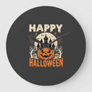Frohes Halloween Kürbislaterne Verfluchtes Schloss Große Wanduhr