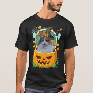 Frohes Halloween Kürbismann Manx Katze Hexe Süße M T-Shirt