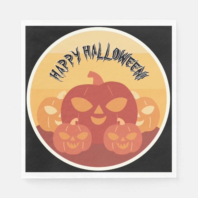 Frohes Halloween! Kürbisse Papier Serviette (Vorderseite)
