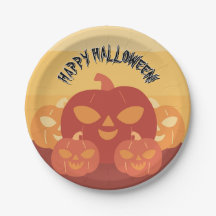 Frohes Halloween! Kürbisse Papierplatte
