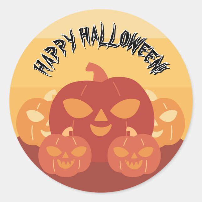Frohes Halloween! Kürbisse Runder Aufkleber (Vorderseite)