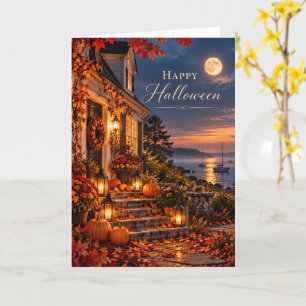Frohes Halloween Küsten New England Grußkarte Karte
