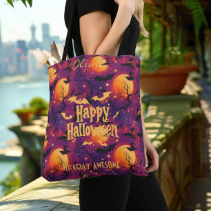 Frohes Halloween – Lila Mond, Fledermäuse & Verrüc