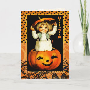 Frohes Halloween. Lustiges Vintage-Kind Karte