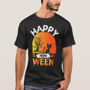 Frohes Halloween Miauen O Ween Süße Schwarze Katze T-Shirt