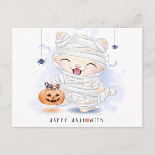 Frohes Halloween Mumienkatze Postkarte