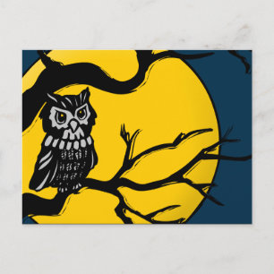 frohes halloween : nacht-eule : postkarte