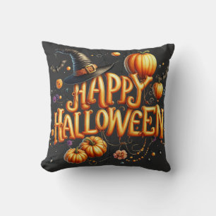 Frohes Halloween Orange Ballonbuchstaben Kürbisse Kissen
