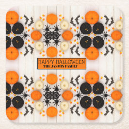 Frohes Halloween Orange Kürbis Rechteckiger Pappuntersetzer