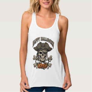 Frohes Halloween Piratenschädel Kreuzknochen Kürbi Tank Top