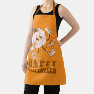 Frohes Halloween Retro gepunkteter Kürbis Schürze
