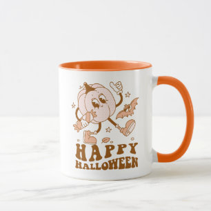 Frohes Halloween Retro gepunkteter Kürbis Tasse