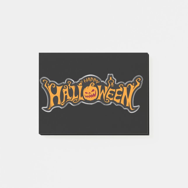 Frohes Halloween Ruby Eye Kürbis Silber Rahmen Post-it Klebezettel (Vorderseite)