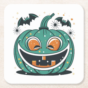 Frohes Halloween! Schnitze einen Kürbis! Rechteckiger Pappuntersetzer