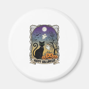 Frohes Halloween Schwarze Katze Geister Kürbisse_1 Magnet