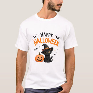 Frohes Halloween Schwarze Katze Hexe Süßes Hallowe T-Shirt
