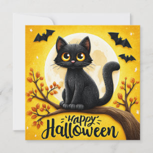 Frohes Halloween Schwarze Katze Karte