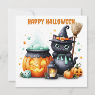 Frohes Halloween Schwarze Katze Karte