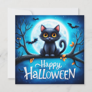 Frohes Halloween schwarze Katze Karte