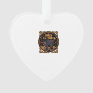 Frohes Halloween Schwarze Katze Kürbisse Knochen_1 Ornament